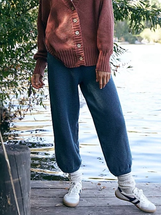 Free People Pants - Free People FP Beach Hailee Knit Pants Jogger Balloon Medium navy blue